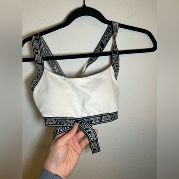 Forever 21 White Sports Bra with Logo Straps - Picture 1 of 4